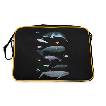 Patterns with whales and fish / underwater world - Retro Bag - black/gold - Back