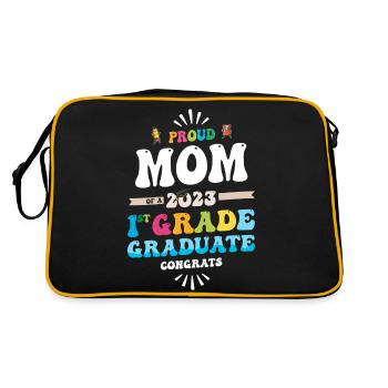 Stolze Mutter einer 1. Klasse des Abschlusses 2023 - Retro Tasche - Schwarz/Gold - Hinten