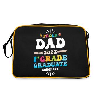Stolzer Vater einer 1. Klasse des Abschlusses 2023 - Retro Tasche - Schwarz/Gold - Hinten