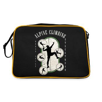 Alpinklettern Klettern Kletterer Berge Natur - Retro Tasche - Schwarz/Gold - Hinten