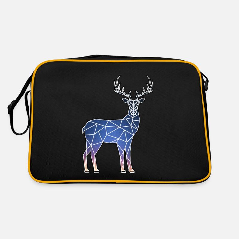 Hirsche und Nachthimmel - Retro Tasche - Schwarz/Gold