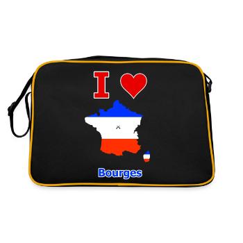 Carte du drapeau de la France avec la ville de Bourges - Sac Retro - noir/or - Dos
