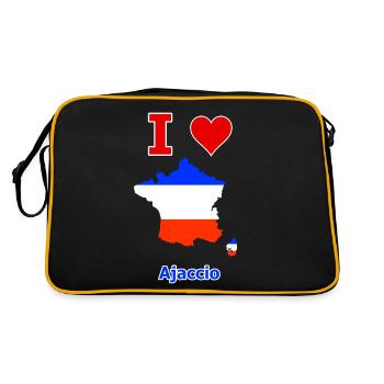 Map of France flag with the city of Ajaccio - Retro Bag - black/gold - Back