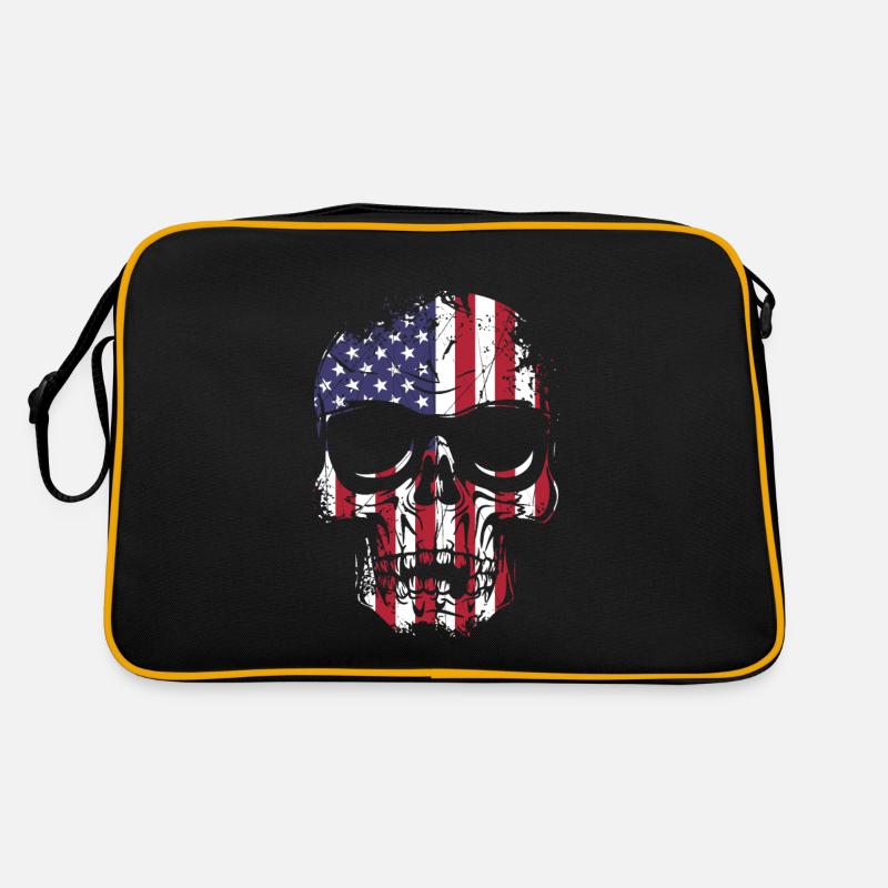 US Flaggen Schädel mit Sonnenbrille Retro Tasche