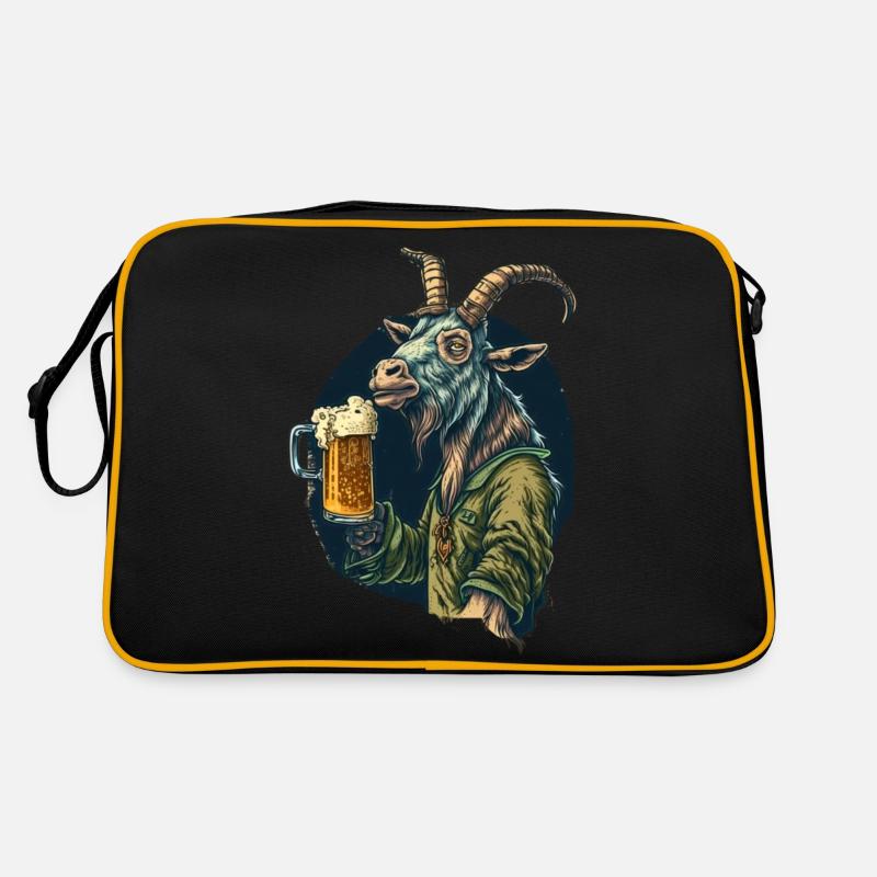 Lustiger Bock mit Bier Retro Tasche