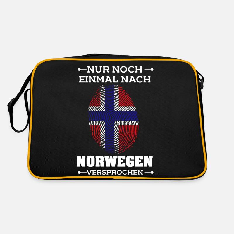 Nur noch einmal nach Norwegen Flagge Urlaub - Retro Tasche - Schwarz/Gold
