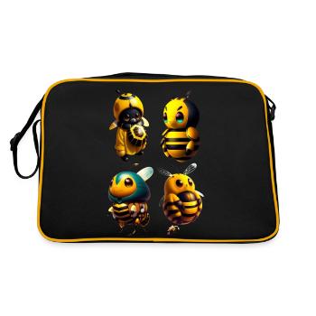 Abeilles heureuses kawaii - Sac Retro - noir/or - Dos