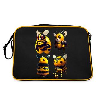 Abeilles volantes kawaii - Sac Retro - noir/or - Dos