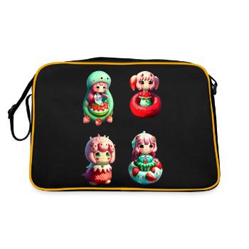 Sirènes fraises Kawaii - Sac Retro - noir/or - Dos