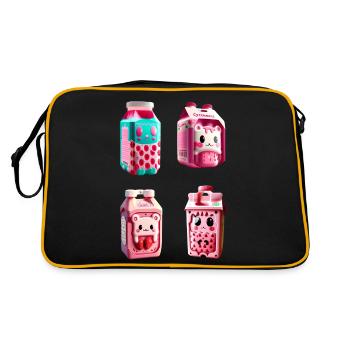 Carton de lait de fraise kawaii - Sac Retro - noir/or - Dos