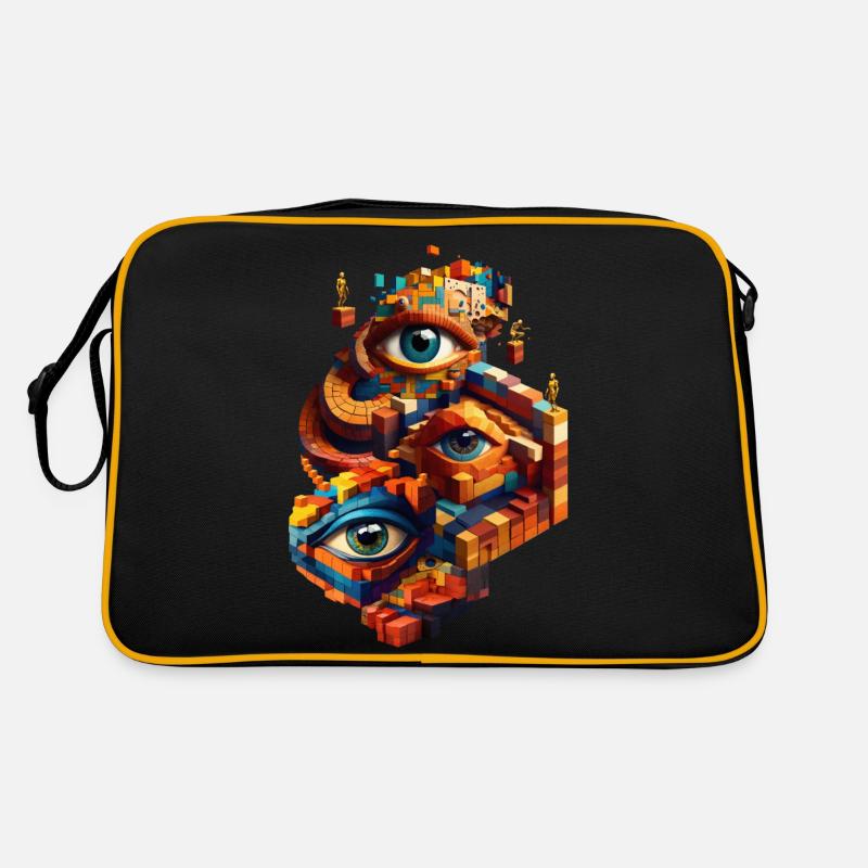 Eyeblocks - Retro Tasche - Schwarz/Gold