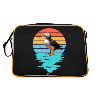 Cut Puffin in Sea - Retro Bag - black/gold - Back