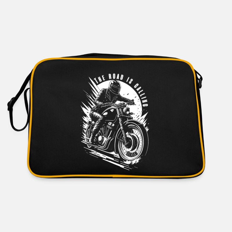 Die Straße ruft - Retro Tasche - Schwarz/Gold