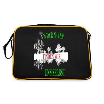 In der Natur finden wir uns selbst! - Retro Tasche - Schwarz/Gold - Hinten