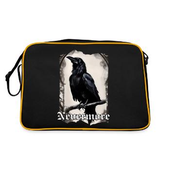 Nevermore Rabe auf einem Ast - Retro Tasche - Schwarz/Gold - Hinten