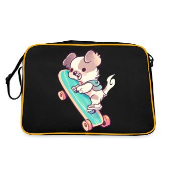 Un chien sur une planche à roulettes - Sac Retro - noir/or - Dos