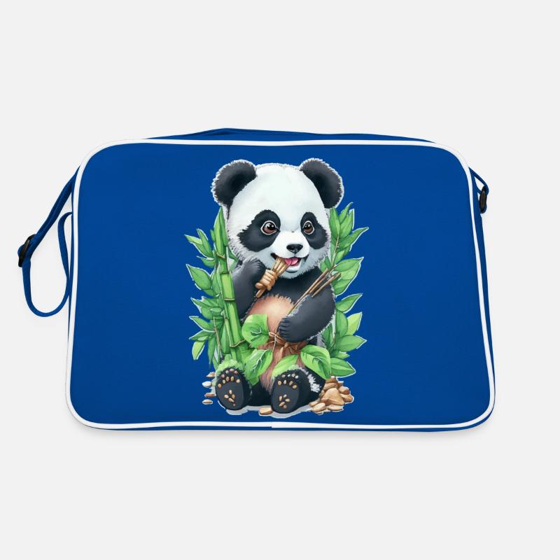L’ours panda mange du bambou Sac Retro