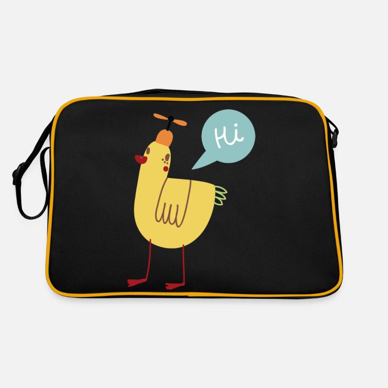 Vogel - Retro Tasche - Schwarz/Gold