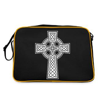 Long Celtic cross and white braided - Retro Bag - black/gold - Back