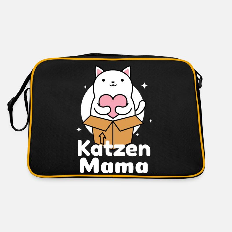 Katzen Mama Cat Mum süsses Kätzchen Herz Geschenk Retro Tasche
