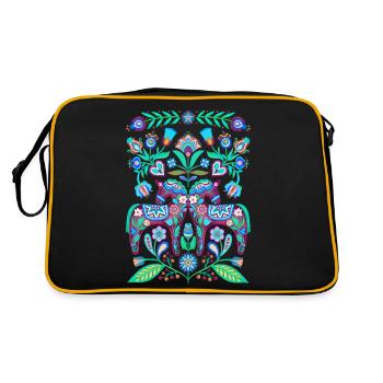 Schweden Schweden Skandinavien Dala Wikingerpferd - Retro Tasche - Schwarz/Gold - Hinten