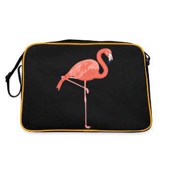 Rosa Flamingo - Retro Tasche - Schwarz/Gold - Hinten