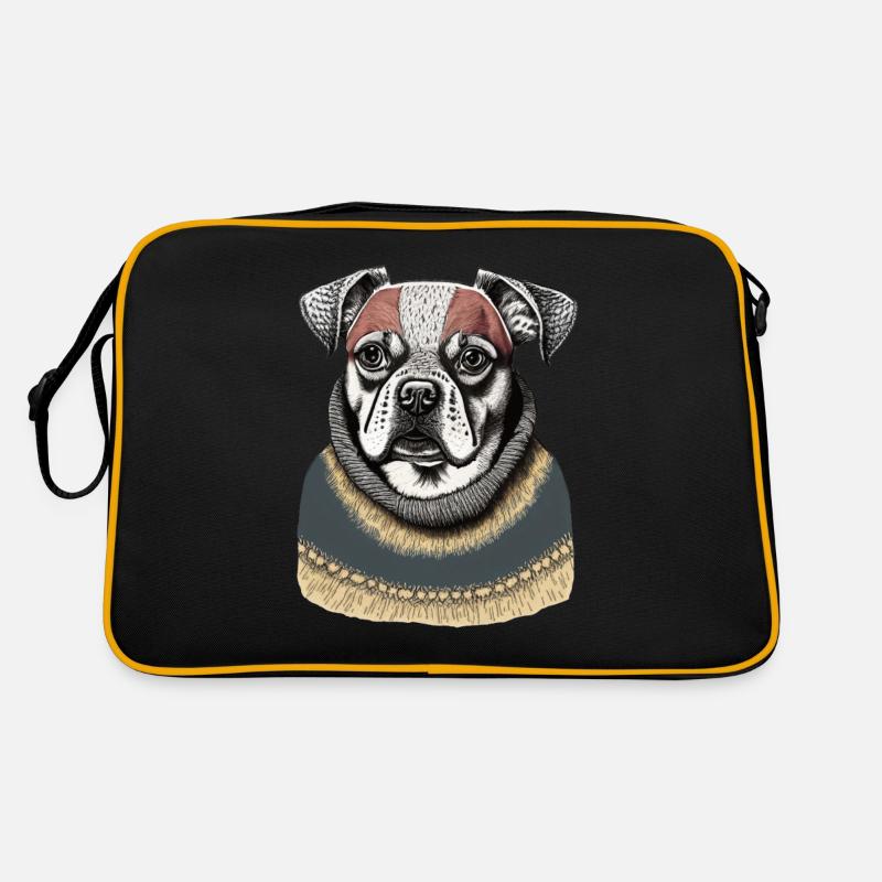 Hund mit Pullover Retro Tasche