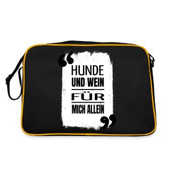 bday weinglas trinken witzig weinschorle weisswein - Retro Tasche - Schwarz/Gold - Hinten