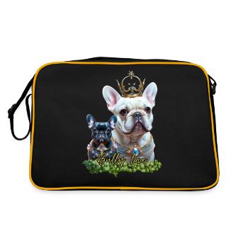 Französische Bulldogge Shirt und Accessoires - Retro Tasche - Schwarz/Gold - Hinten