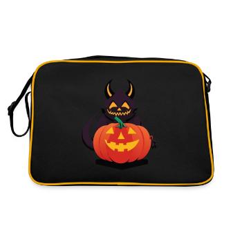 Halloween Devil Monster with Pumpkin Head - Retro Bag - black/gold - Back
