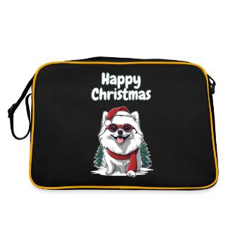 Motif de Noël de Poméranie blanche - Sac Retro - noir/or - Dos