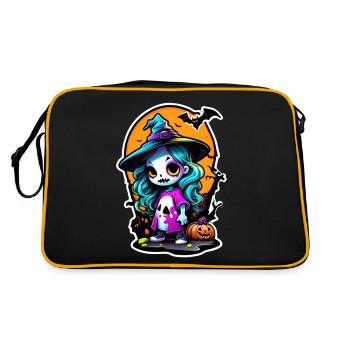 Halloween - Witch Pumpkin and Bat - Retro Bag - black/gold - Back