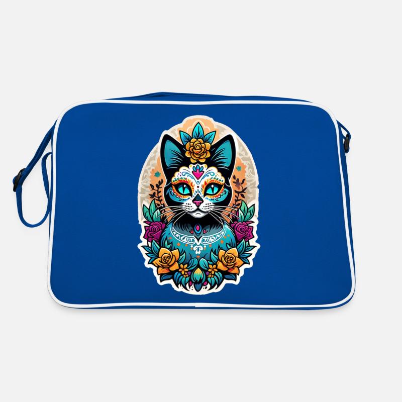 Katze Mexiko - Dia de los Muertos Retro Tasche