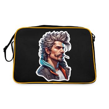 Type / Mec / Homme / Homme / Barbe / Portrait - Sac Retro - noir/or - Dos