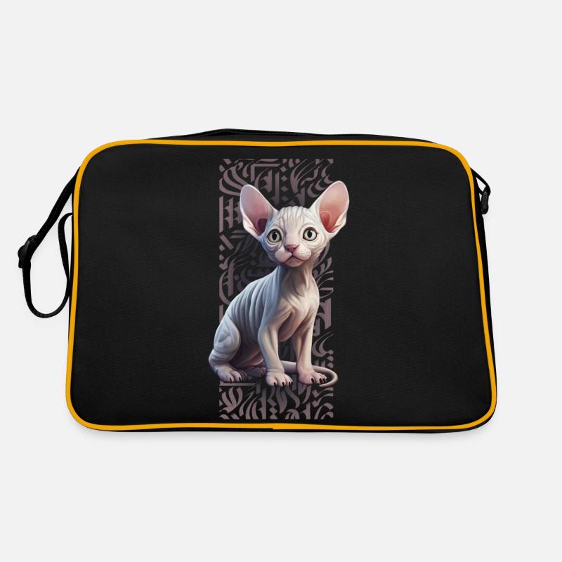 Sphynx Cat Calligraphitti - Retro Tasche - Schwarz/Gold