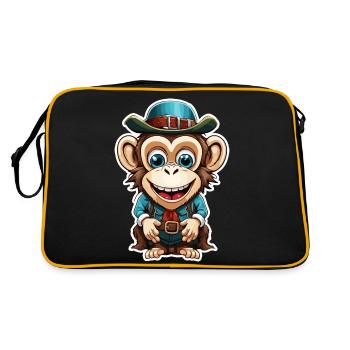 Lederhosen / Animal / Traditional costume / Tradition / Monkey - Retro Bag - black/gold - Back