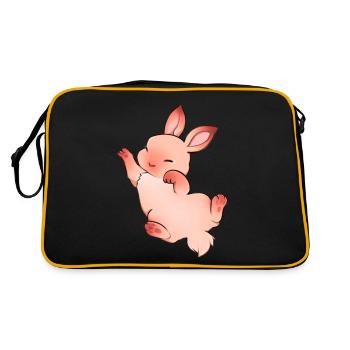 Niedlicher Hase - Retro Tasche - Schwarz/Gold - Hinten