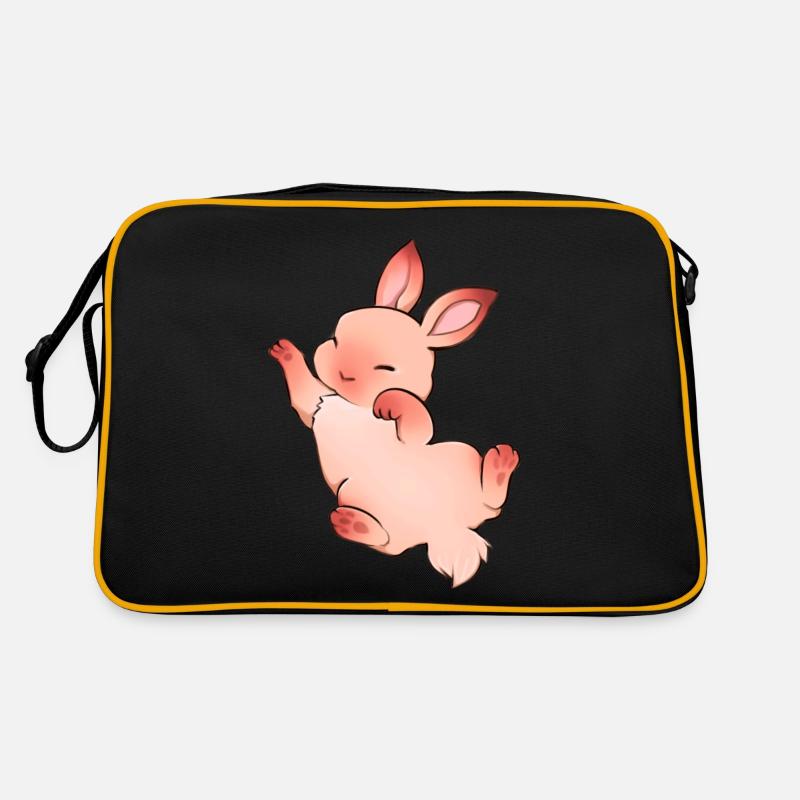 Niedlicher Hase - Retro Tasche - Schwarz/Gold