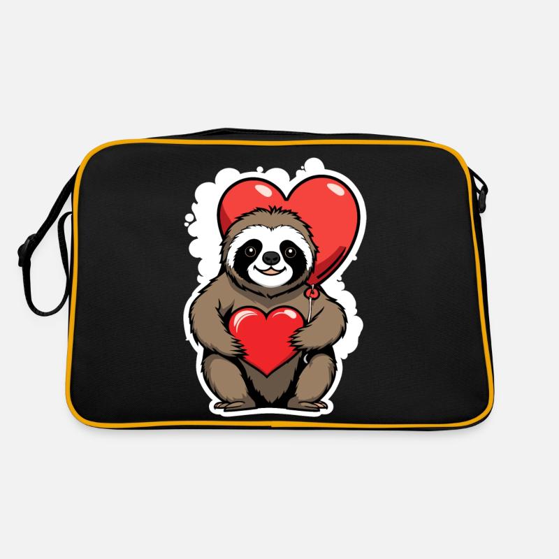 Faultier Herz Illustration Valentinstag Retro Tasche