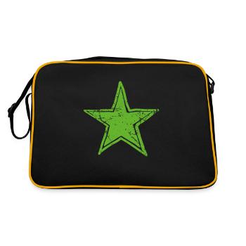star drawn path cmyk green - Retro Tasche - Schwarz/Gold - Hinten