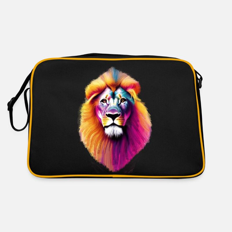 Löwe - Retro Tasche - Schwarz/Gold