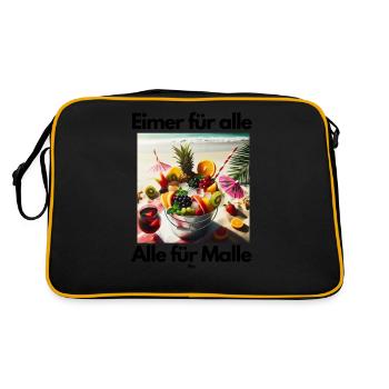 Malle Eimer für alle - Retro Tasche - Schwarz/Gold - Hinten