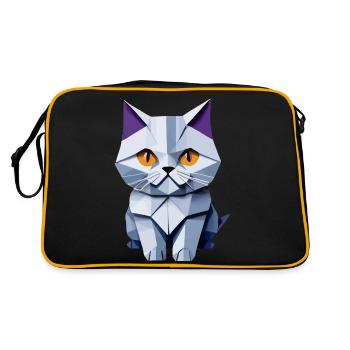 Britisch Kurzhaar Katze Origami - Retro Tasche - Schwarz/Gold - Hinten