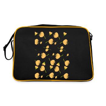 Blumen Muster - Retro Tasche - Schwarz/Gold - Hinten