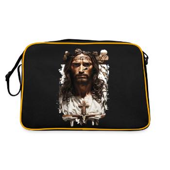 jesus bible christian religion christian cross christian - Retro Bag - black/gold - Back