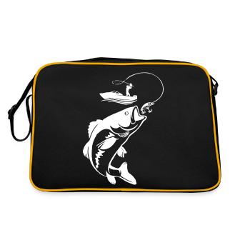 poisson, poisson, pêche, lac, mer, pêche, faune, exotique - Sac Retro - noir/or - Dos