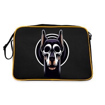 Neon Doberman Skull Edge - Retro Bag - black/gold - Back