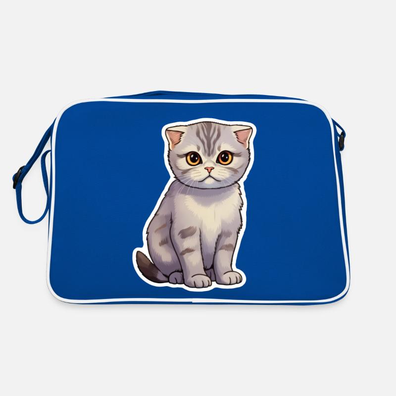 Chat Pliant Écossais Mignon Sac Retro