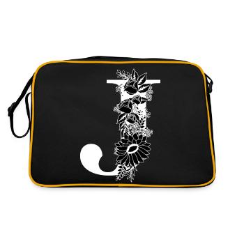 Lettre j floral noir et blanc - Sac Retro - noir/or - Dos