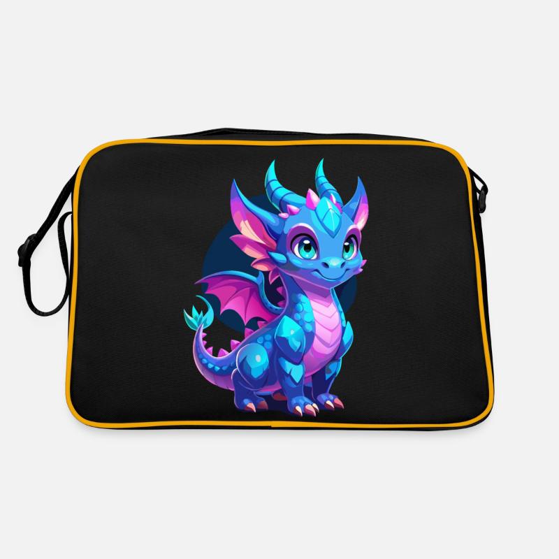 Cute Blue Scaled Dragon Retro Bag